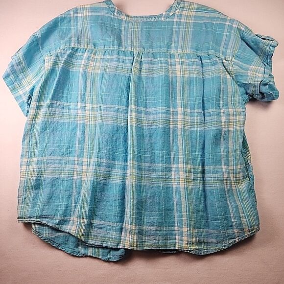 J Jill Love Linen 100% Linen Button Front Shirt Womens 2X Short Sleeve V Neck - Picture 8 of 10